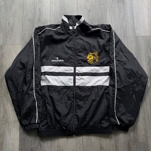 Vintage Diadora Bulldogs Windbreaker Mens M Black White Soccer Track Jacket